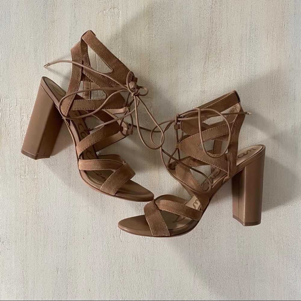 Sam Edelman strappy lace up chunky heeled sandals